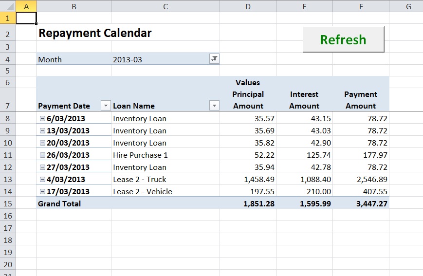 Sheet 4 – Repayment Calendar